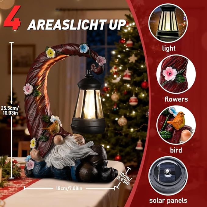 Christmas Gnomes Outdoor Statues with Solar Light Funny Gnome Decor Gifts for Women Mom Gnomes Decorations for Home Patio Lawn Yard Garden Decor