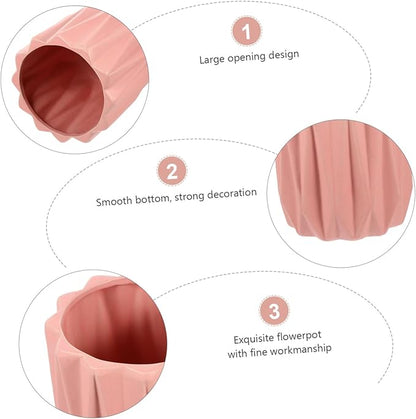 Modern Geometric Ceramic Flower Pot with Drainage and Tray Simple Planter for Bonsai and Indoor Plants Practical Decorative Flower Holder