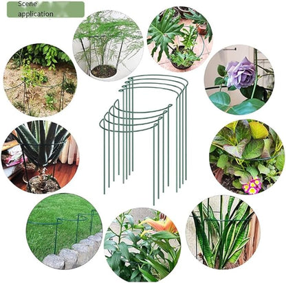 6 Pack Large 60cm Tall Bow Plant Support Stakes, Strong Metal Garden Supports Half Round Flower Hoops