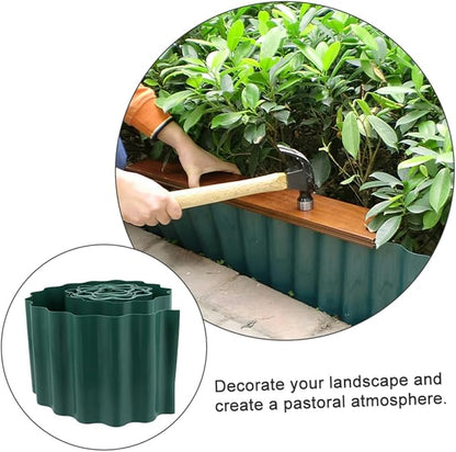 2 Rolls Reusable Plastic Lawn Border Fence Flexible Landscape Edging Kit for Garden Beds and Balconies Decorative Plant Fence Easy DIY Green Garden Trim
