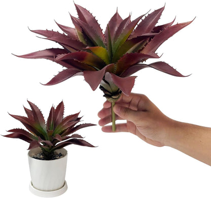 12.5 Inch Artificial Aloe Plant - Large Faux Succulents (Unpotted), Realistic Fake Plants for Home Decor Indoor Outdoor (Red)