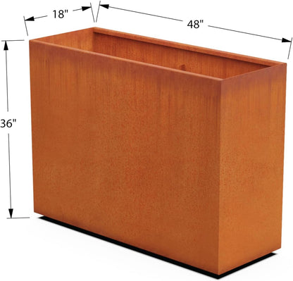 Large Rectangular Planters for Outdoor Plants | 48x18x36 Corten Steel Planter | Extra Large Outdoor Planter Box for Patios and Gardens | Fully Assembled Metal Planter Rectangle