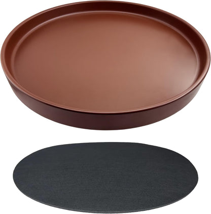 Ceramic Plant Saucer Pot Tray 10 Inch, Planter Saucers 4 5 6 7 8 9 10 11 12 13 Inch for Indoors Outdoor, Durable Sturdy Flower Drainage drip Water Tray for Glazed Pots Base (10.7 Inch-Brown)