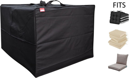 Outdoor Square Cushion/Cover Storage Bag, Protective Zippered Storage Bags with Handles, 32''L x 32''W x 24''H Black