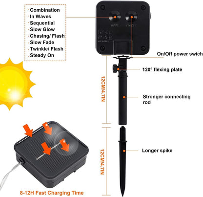 Twinkle Star 2 Pack Solar String Lights Outdoor, Total 80 FT 240 LED Solar Fairy Lights Outside Waterproof 8 Modes, Christmas Tree Light for Patio Garden Party Backyard Wedding Decor Warm White
