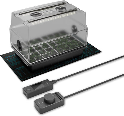 AC Infinity Heavy-Duty Humidity Dome 5x8 Germination Kit with Waterproof Seedling Mat, Full Spectrum LED Grow Light Bars, Samsung LM301H EVO Diodes, Vented Extension Panels, for Seed Starting