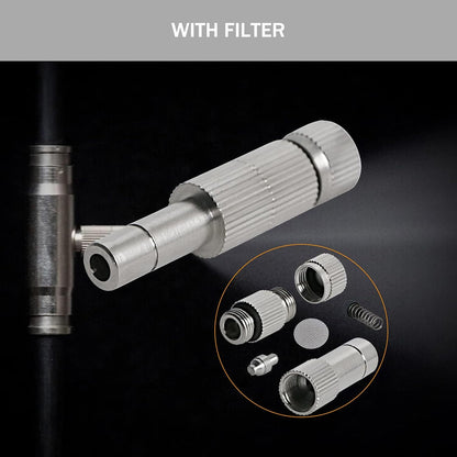 20pcs Brass Mister Nozzles, 6mm Misting Nozzles for Outdoor Cooling System, Landscaping, Air Humidification, Greenhouse Irrigation (with Filter, 0.039"/1mm Orifice)