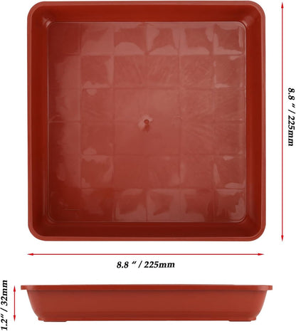 JOIKIT 15 PCS 8.8 x 8.8 Inch Square Plant Saucer, Plastic Plant Saucer Drip Tray, Square Flower Pot Tray for Indoors and Outdoor Plant Pots, 1.2 Inch Deep, Terracotta