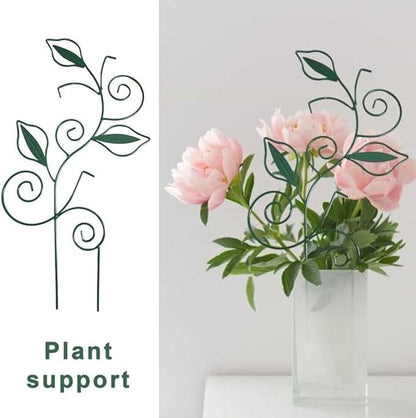 Decorative Metal Plant Trellis for Indoor Potted Plants – Leaf Shape Vine Support Stakes with 6 Plant Clips, Black/Green/Gold Garden Trellises for Climbing Plants, Vines (Black+Green+Gold 3pcs)