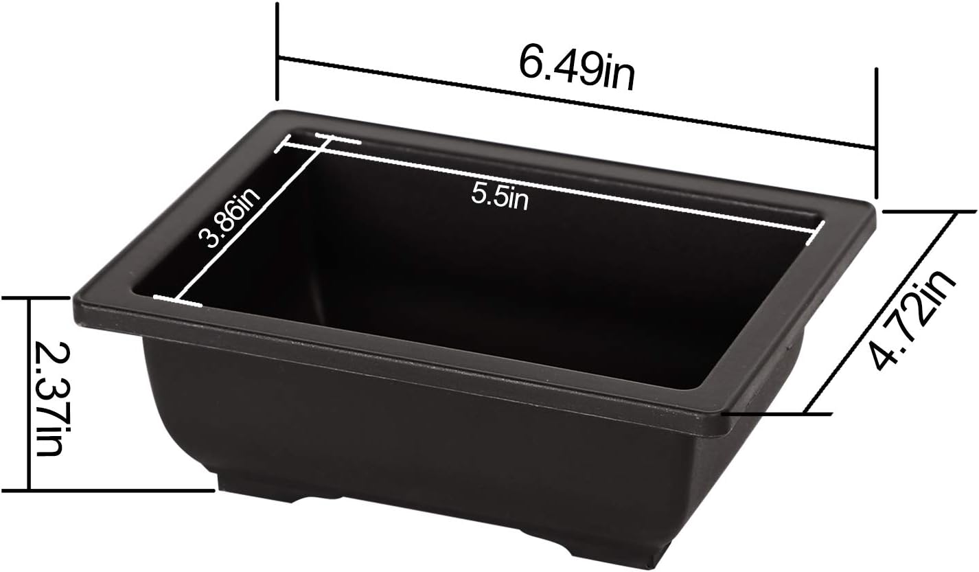 KINJOEK 25 PCS 6.5 Inch Plastic Bonsai Training Pots, Rectangular Plant Bonsai Tree Pot, Starter Flower Succulent Growing Seedling Pot Container Planter for Garden Indoor Home Decorative