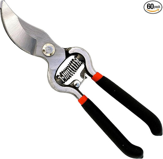 Garden Guru Classic Bypass Pruning Shears Clippers – Heavy Duty Forged Steel Pruners – Non Slip Comfort Grips – Cuts up to 1” Diameter – Professional Bypass Pruners Black - 1 Case (60 Pcs)