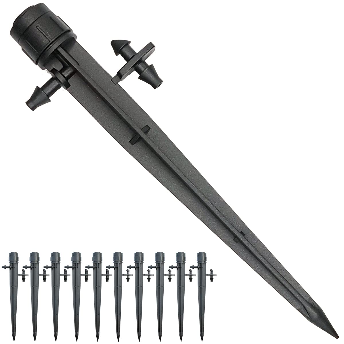 50 Pcs Drip Irrigation Emitters, Adjustable Flow 0-20 GPH Irrigation Drippers with Stake, Full Circle Flow Sprinkler Head, Micro Sprinkler for Garden Patio Lawn Flower Bed