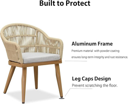 PURPLE LEAF 16 Pieces Patio Dining Set with Outdoor Aluminium Dining Table and Woven Chairs Modern Metal Furniture Cushions Sets for Garden Yard Indoor Decor Kitchen Teak