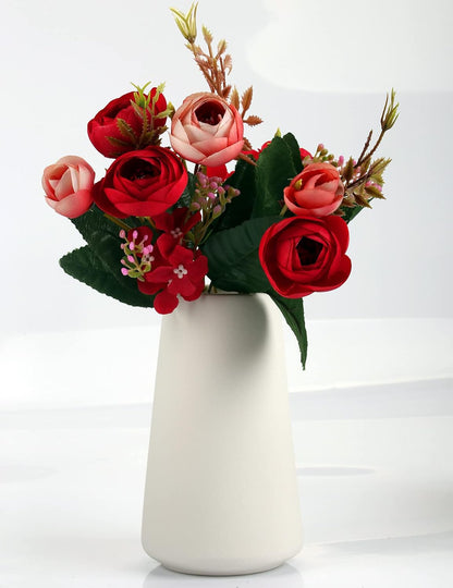 Simple Vase for Flowers Plants, Matte Vases for Modern Table Shelf Home Decor Wedding Boho Decor, 6" H Frosted Elegant Ceramic Vase for Pampas Grass Fluffy Stem Bouquet Lavender Flowers (White, 4)