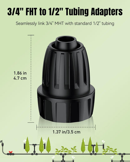 Pawfly 10 Pcs 1/2" to 3/4" Hose Adapter, 1/2 Inch Drip Irrigation Tubing to Faucet/Garden Hose Adapter, 3/4 Inch Garden Faucet Connectors, 3/4" FHT to 1/2" Drip Irrigation Fittings