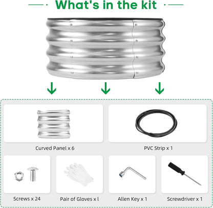 JERIA Raised Garden Bed,Galvanized Raised 2×2×1ft Planter Boxes Outdoor with Easy Assembly, Round Garden Bed for Vegetables, Fruits, Flowers
