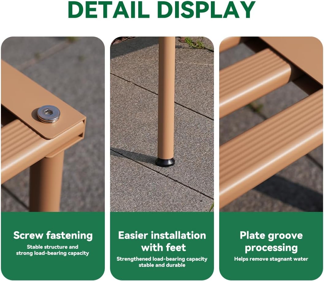 Metal Plant Stand, Rust-proof Aluminum Display Rack, Plants Display Stands Decoration Racks for Living Room Garden Balcony Patio (Wood Color, 42.5Inch Low Leg)