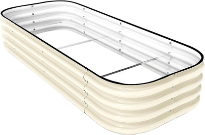 DaisyVibe Raised Garden Bed Kit, Planter Raised Garden Boxes Outdoor, Oval Large Metal Raised Garden Beds for Vegetables Flowers (White, 5ftx2ftx1ft)