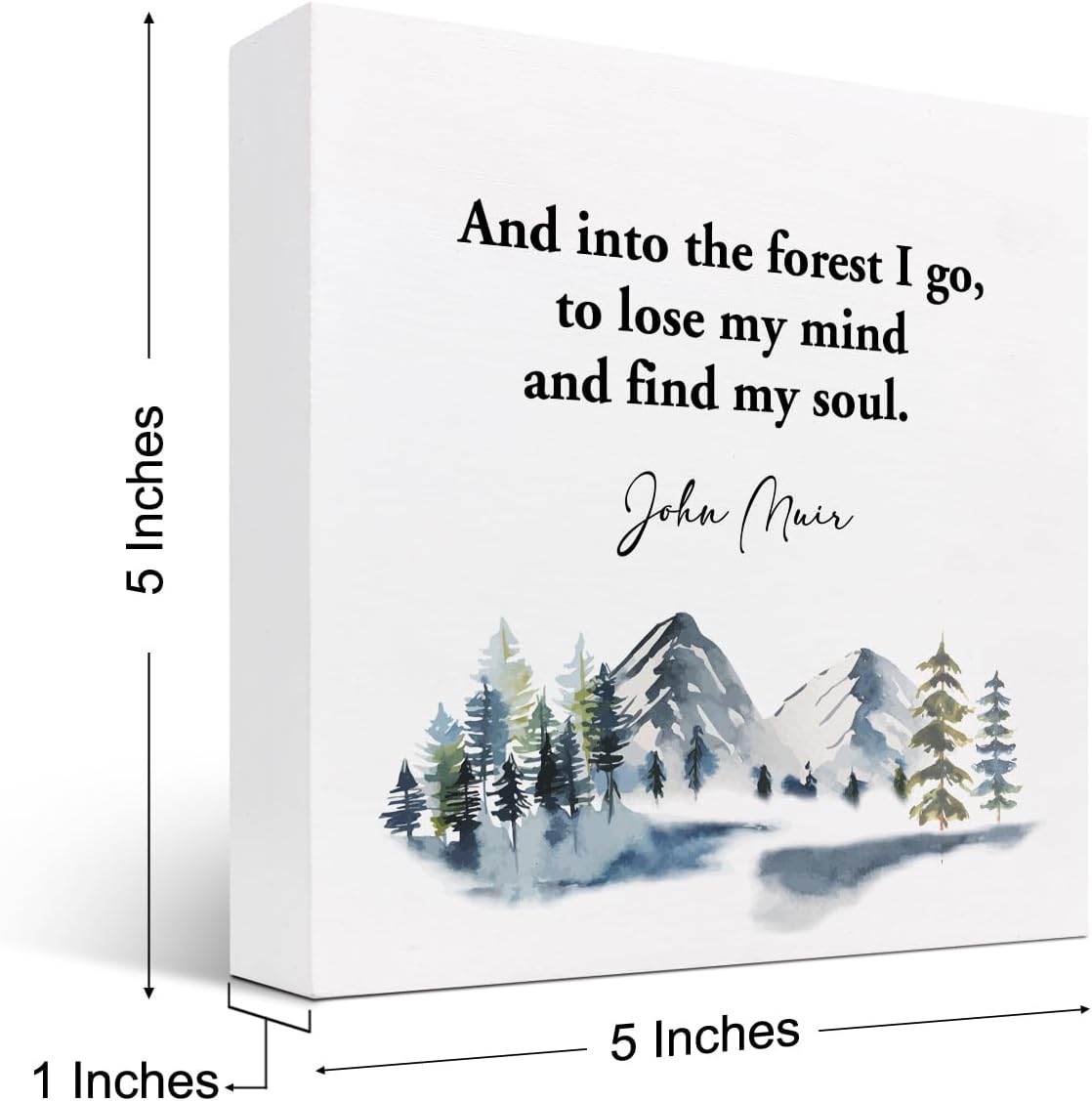 And into the Forest I Go to Lose My Mind and Find My Soul Wood Box Sign Desk Decor,Inspirational Wooden Block Plaque Sign for Home Office Shelf Table Desk Decorations