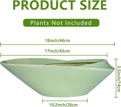 Ceramic Bonsai Pot - 18 Inch Planter with Drainage Hole Large Modern Bonsai Planter Decorative Succulent Flower Plant Pot for Indoor Plants Outdoor Green