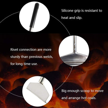 Charcoal Grill Rake Grill Ash Tool Accessories,Charcoal Kettle Grill Pizza Oven Ash Rake Stainless Steel-32 inch