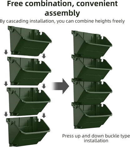 Self-Watering Wall-Mounted Planter Indoor/Outdoor Decor, Wall Planter Indoor Vertical Living Green PlantWall with 4 Pots Easy Installation 12.9''x5.5'' x26.7''