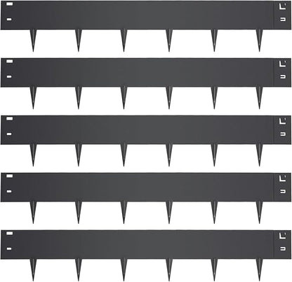 5PCS Steel Landscape Edging 39 x 7Inch (4 Inch Metal Strips + 3inch Nail) Black Garden Edging Border Length Flexible Landscape Edging Anchoring Stakes