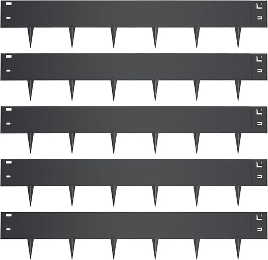 5PCS Steel Landscape Edging 39 x 7Inch (4 Inch Metal Strips + 3inch Nail) Black Garden Edging Border Length Flexible Landscape Edging Anchoring Stakes