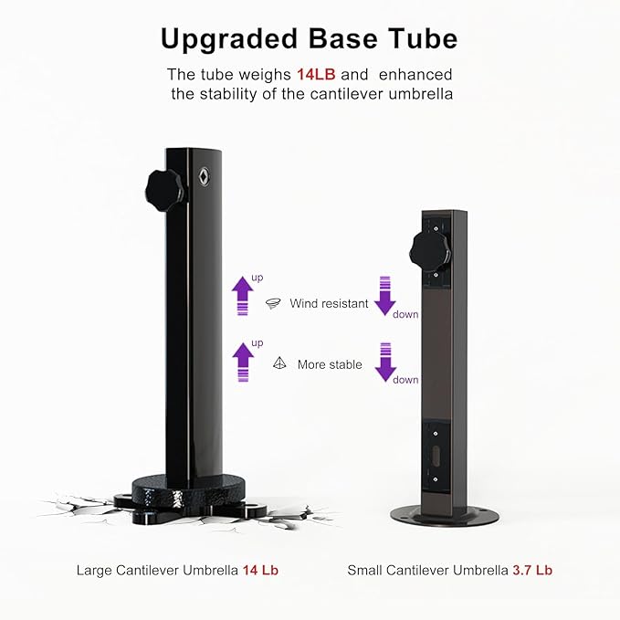 PURPLE LEAF 10' X 13' Patio Umbrella Outdoor Rectangle Umbrella Large Cantilever Umbrella Windproof Offset Heavy Duty Sun for Garden Deck Pool Patio, Navy Blue