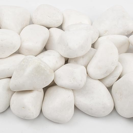 20 lbs White Polished Decorative Stones, 2-3 Inch Polished Rocks, Ideal for Garden Landscaping, Potted Plants, Pathways, Vase Fillers, and Aquarium Decoration(Pure White, Weight: 20 LB)