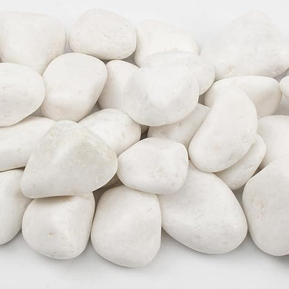 20 lbs White Polished Decorative Stones, 2-3 Inch Polished Rocks, Ideal for Garden Landscaping, Potted Plants, Pathways, Vase Fillers, and Aquarium Decoration(Pure White, Weight: 20 LB)
