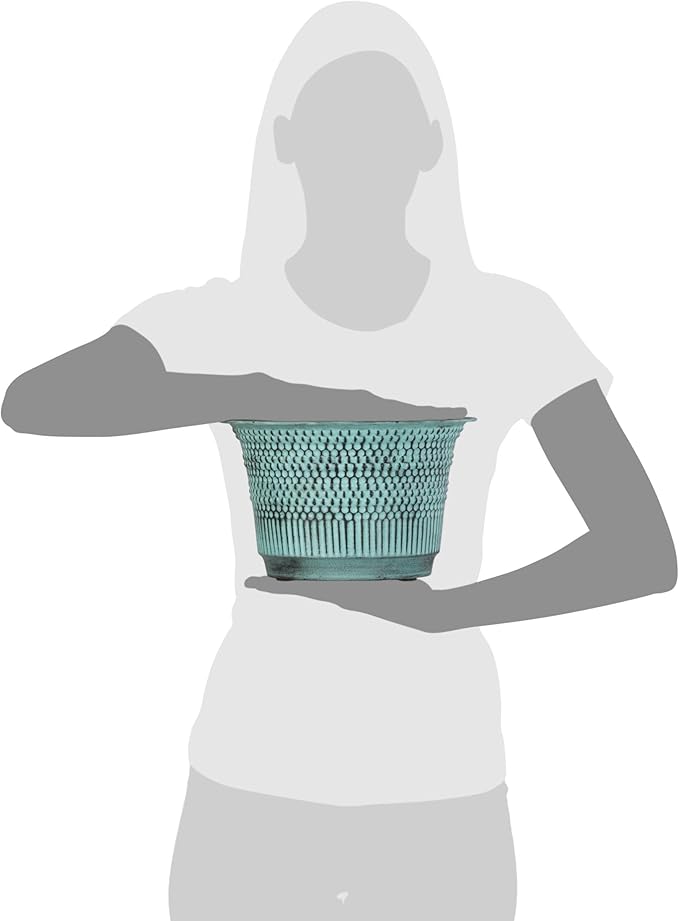 BIRDROCK HOME 2 Pack 9.5" Beaded Planter - Indoor or Outdoor Plant Flower - Flowers Plants Trees Porch Garden Pots - Rust and Weather Resistant - Faux Patina