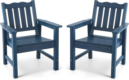 Stoog All-Weather Patio Chairs Set of 2, Heavy Duty Outdoor Chairs with 400 lbs Weight Capacity, Garden Chair for Backyard, Deck, Lawn & Porch, Blue