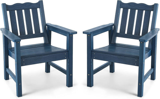 Stoog All-Weather Patio Chairs Set of 2, Heavy Duty Outdoor Chairs with 400 lbs Weight Capacity, Garden Chair for Backyard, Deck, Lawn & Porch, Blue