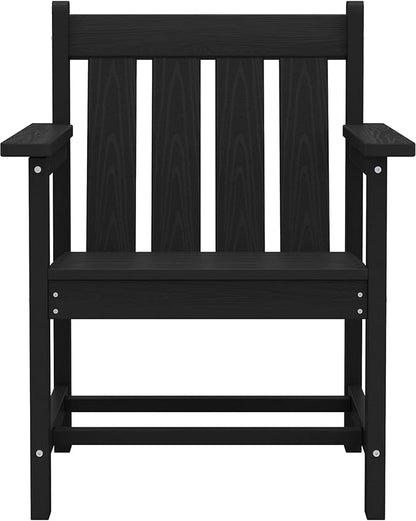 SERWALL 3 Pieces Patio Bistro Set, All Weather Adirondack Chair Set with Side Table, HDPE Material Outdoor Patio Furniture Set for Balcony, Porch, Garden, Backyard- Black