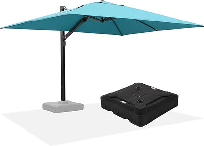 PURPLE LEAF 9' X 12' Rectangle Patio Umbrella with Base Large Cantilever Outdoor Umbrella Offset Umbrella with 360-degree Rotation Garden for Deck Backyard Pool Turquiose