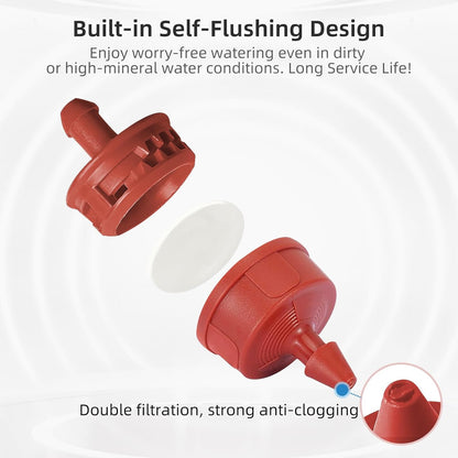 30PCS 2 GPH Pressure Compensating Drip Irrigation Spot Watering Drippers/Emitters, Self-Cleaning Constant Flow Drip Irrigation Emitters Heads Irrigation Drippers Parts for Drip Irrigation System