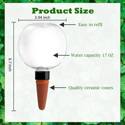 2 Pcs Watering Globes 17oz Plastic Self Watering Planter Insert, Plant Watering Globes for Indoor/Outdoor Automatic Drip Irrigation with Slow Release Control