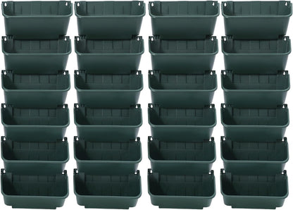 Eapmic Vertical Wall Planter with 24 Pots, Hanging Garden Plant Flowerpot Holder, Stackable Wall-Mounted Planter, Balcony Planters for Flowers Vegetables Fruits (Army Green, 24 Pots)