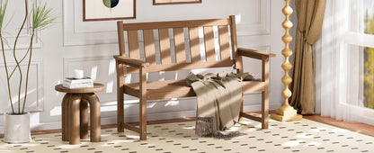 HDPE Memorial Bench – 50'' Weatherproof Durable Outdoor Bench, 2-Person Park Bench, Easy to Move, Multi-Purpose Design Ideal for Porch, Patio, Church, and School (Brown)