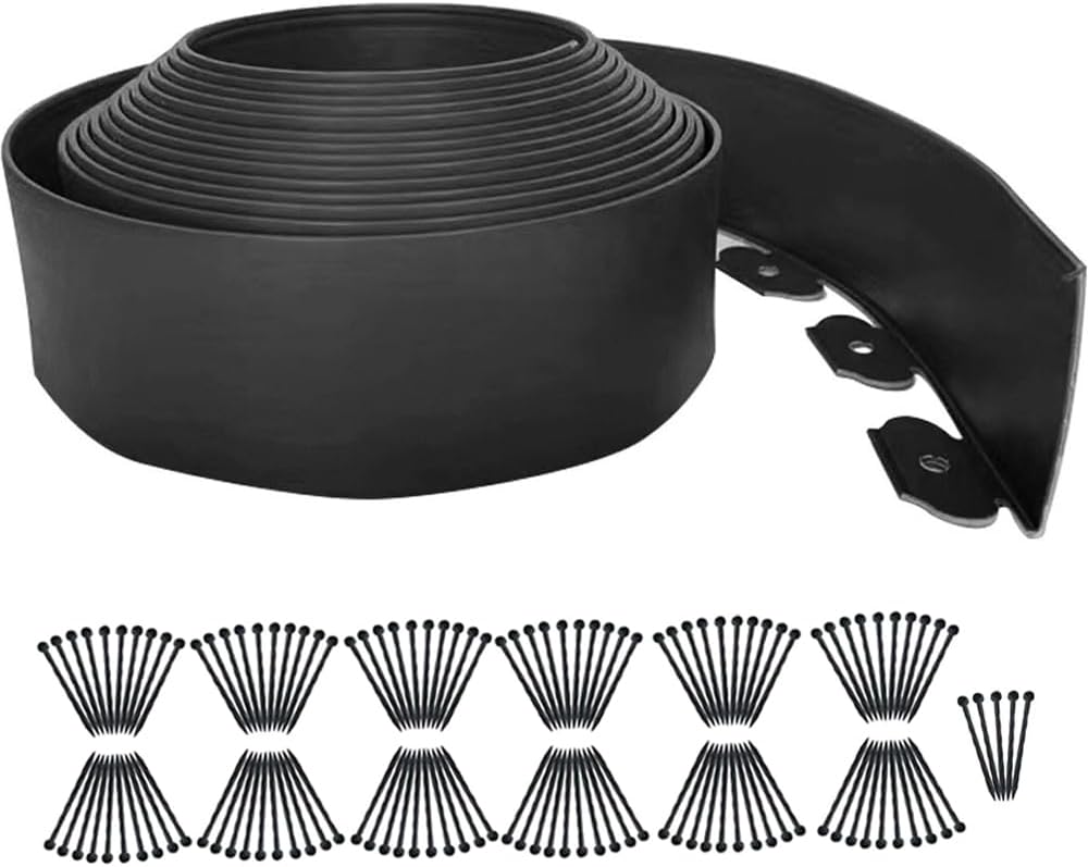 Landscape Edging 82FT,Garden Edging Borders Black [Extra Tall 4IN High] with 125pcs Plastic Stakes, Lawn Edging Flexible DIY Fence for Landscaping,Flower Bed,Grass,Gravel,Tree Surrounding