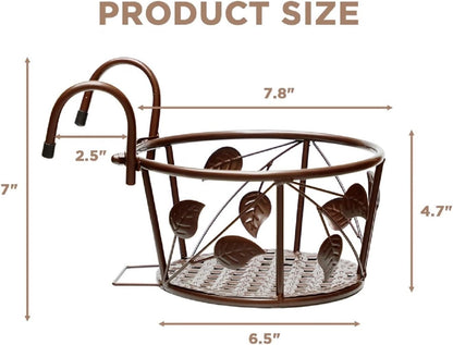 Hanging Railing Planter Flower Pot Holder Baskets Iron Art Hanging Baskets Flower Pot Holder Hanger Potted Plants Rack Plant Iron Racks Over The Rail Fence for Patio Balcony Porch