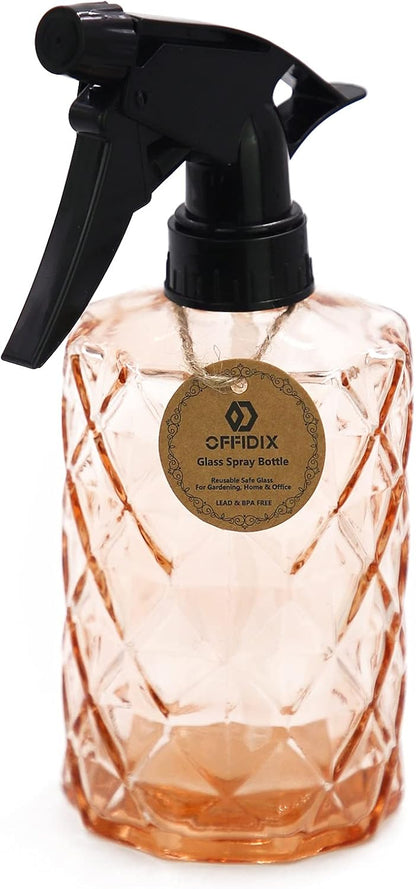 OFFIDIX Glass Spray Bottle, Fine Mist Plant Mister, Handheld Pressure Watering Can, Adjustable Nozzle Glass Spray Bottle, 0.35L/11.8oz Handheld Spray Bottles for Garden Plants Cleaning Solutions