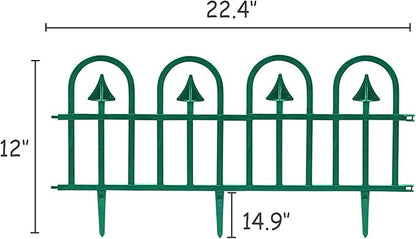 Sunnyglade 12 Pack Garden Edging Decorative Border Recycled Plastic Landscape Garden Fence Flexible No-Dig Spikes Ornamental Wrought Iron Style Decorative Border,Dark Green