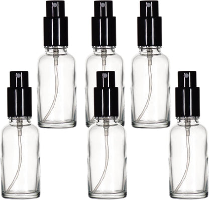 YIZHAO Clear Glass Spray Bottles 1oz, with Small Fine Mist Spray, Metal Cap, Refillable for Essential Oil,Travel,Cleaning,Perfume,Aromatherapy,Makeup – 6 Pcs