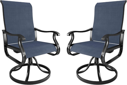 Amopatio Patio Swivel Chairs Set of 2, Outdoor Swivel Rocker Dining Chairs with All Weather Textilene High Back & Metal Frame, for Backyard Deck Lawn Garden, Navy Blue