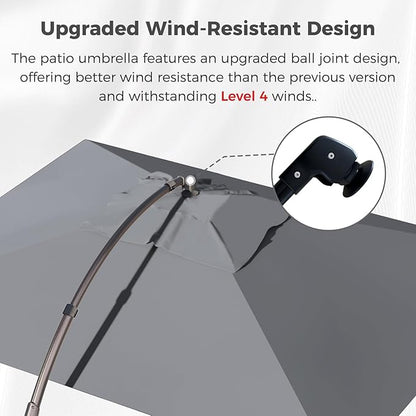 Grand patio 9x12 FT Cantilever Umbrella with Base & Cover Outdoor Aluminum Rectangle Offset Umbrellas Canopy for Pool Yard (Gray, 9x12 FT)