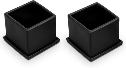 MyGift Modern Black Ceramic Small Plant Pot, Decorative Square Flower Succulent Planter, Set of 2