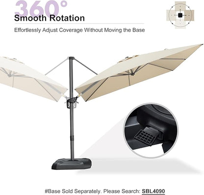 PURPLE LEAF 9 Feet Patio Umbrella Outdoor Cantilever Square Umbrella Aluminum Offset Umbrella with 360-degree Rotation for Garden Deck Pool Patio, Beige
