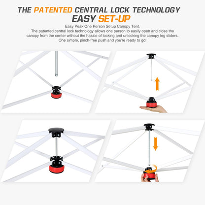 EAGLE PEAK Pop Up Canopy Tent with Wheeled Carry Bag, 8 Stakes, 4 Ropes, 4 Weight Bags, Easy Set Up Tent Canopy, 10x10 ft, 100sqft of Shade, Brick Red